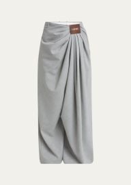 Loewe Draped Loose Wool-Blend Trousers - at Bergdorf Goodman